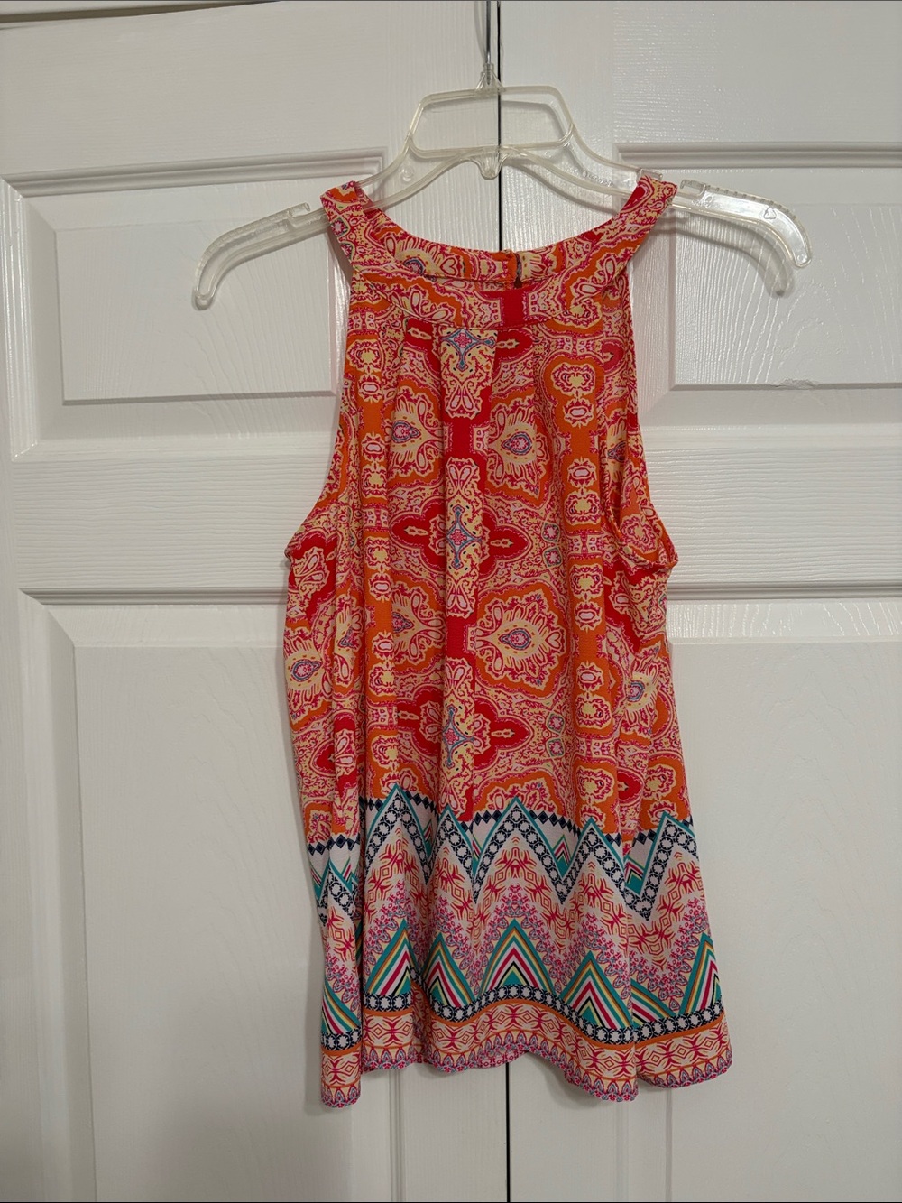 Sweet Wanderer Orange Multi-Pattern Halter Tank Top